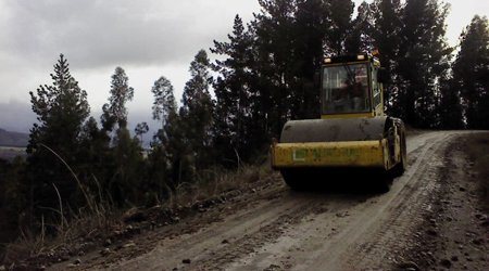 Rodillo compactador en faena forestal